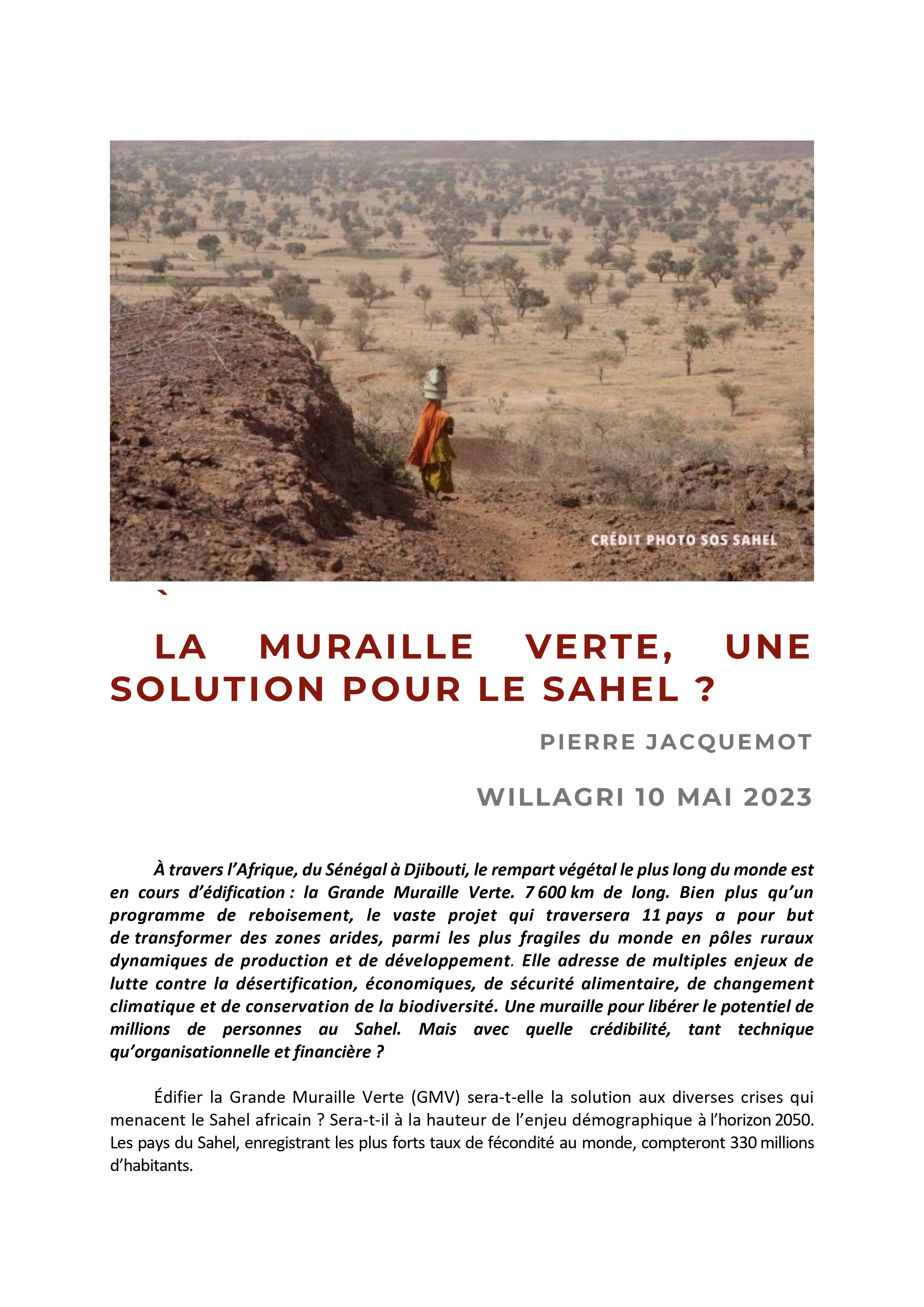 La muraille verte, une solution pour le Sahel ?